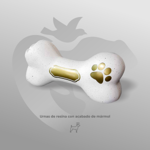 Urna Hueso Blanco de resina con acabado tipo mármol