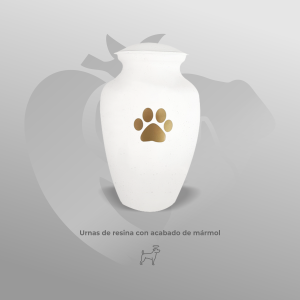 Urna Tibor Blanco de resina tipo mármol