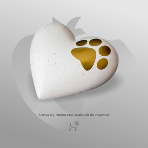 Urna Corazón Blanco de resina con acabado tipo mármol