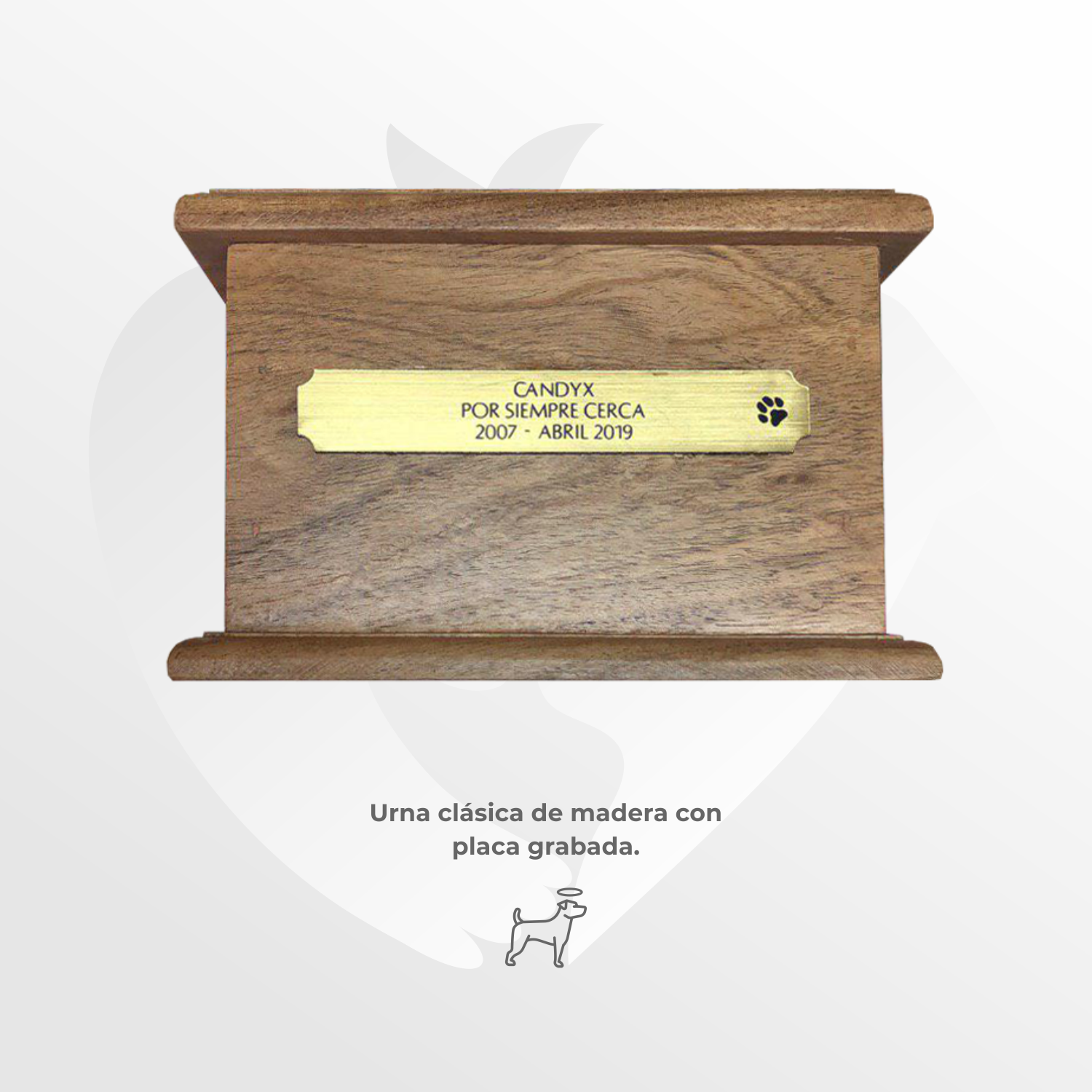 Urna de Madera Clásica con Placa, para mascota