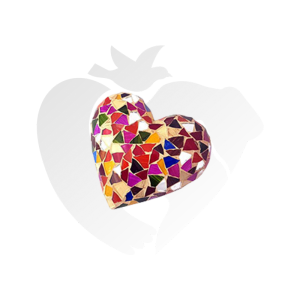 Urna Corazón Colorido de cerámica y vidrio cortado