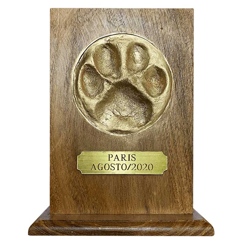 Urna para mascota de Madera con Huella