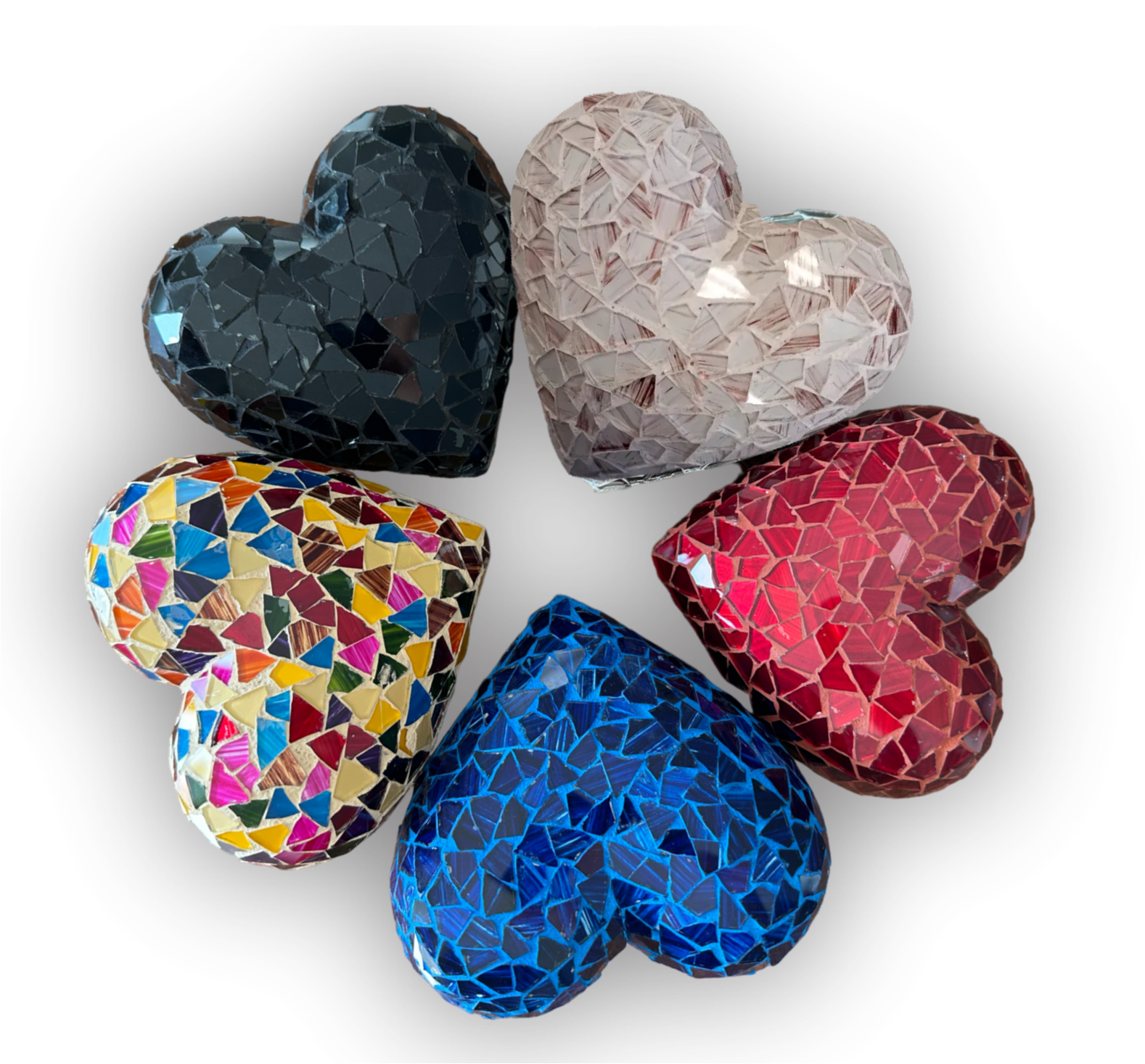 Urna Corazón De Cristal Cortado rojo, colores, blanco, azul o negro